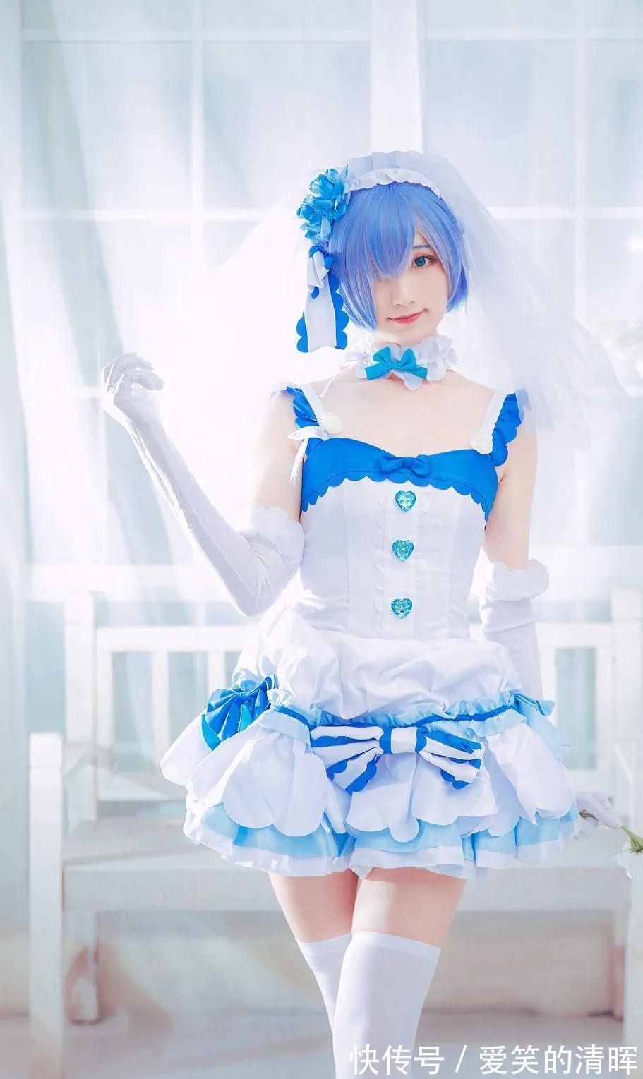 雪华|cos:纯白婚纱蕾姆cos正片@纸牌儿