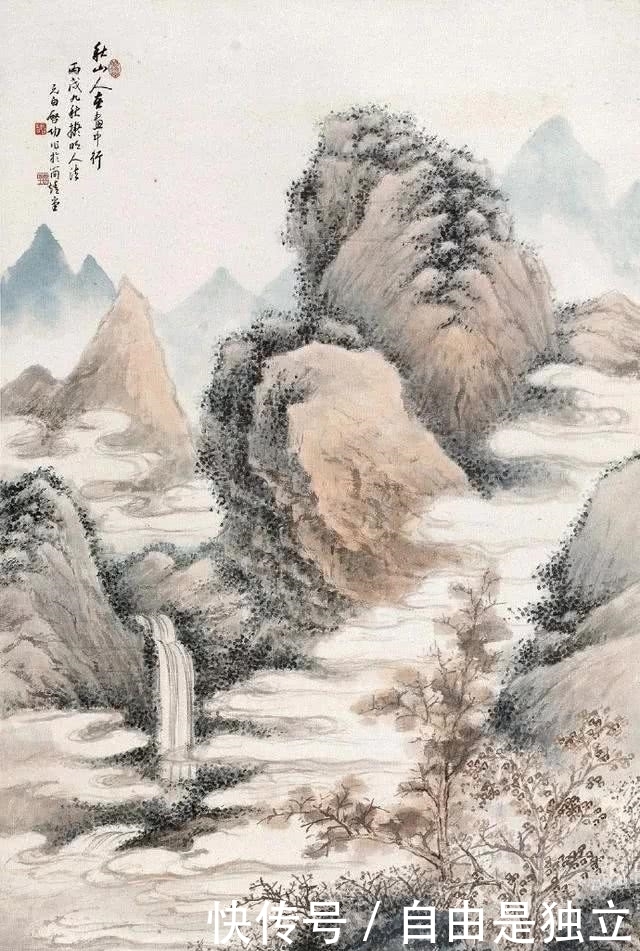  山人在画中|启功先生山水画，简静古朴，无烟火媚俗之气