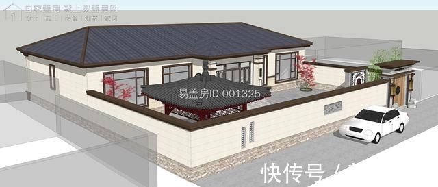 双入户门|一层新中式别墅,双入户门,房间均能采光,屋檐外挑,简单大气