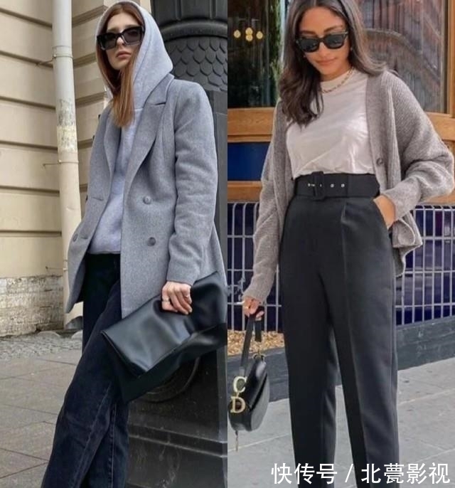 深灰色|早秋最时髦的配色:“浅灰+深灰”,气质高级,谁看了不说一声绝