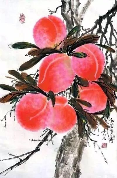 甜香|一起来欣赏国画里的蜜桃，娇艳溢甜香