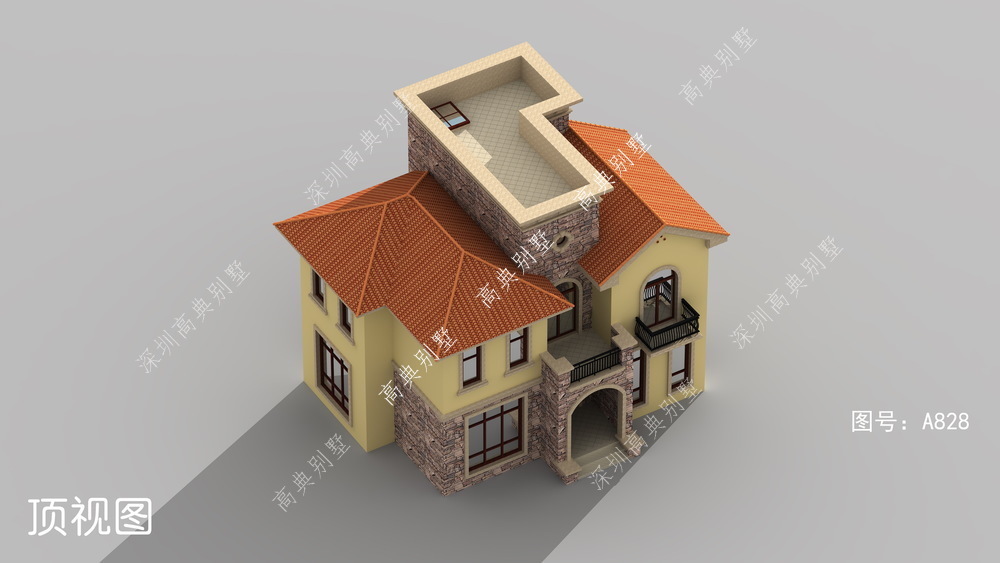 住房|带堂屋的欧式别墅,适应不同家庭住房需要,建筑立面很简单。