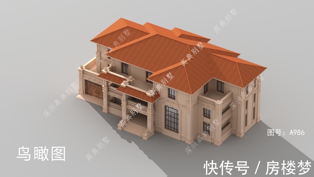 层次感|带车库的欧式三层别墅，坡屋顶错落有致，层次感很好。