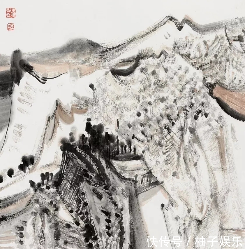 水墨&构成的画面很打眼!霍彪水墨山水画