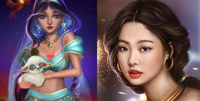 金智秀|BLACKPINK变身迪士尼公主,Lisa化身两位公主,金智妮是茉莉公主