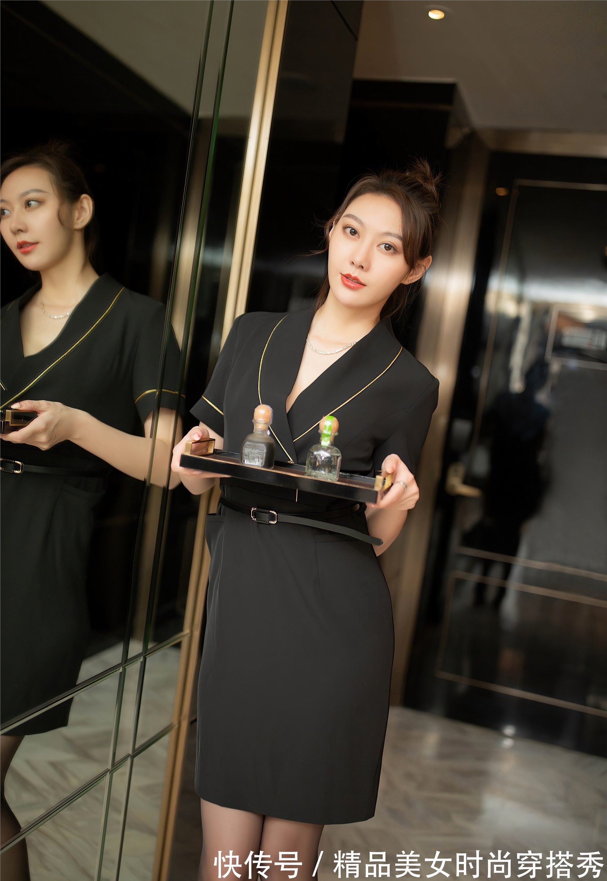 连衣裙|黑色工装连衣裙,时尚的西装领设计,魅力又减龄