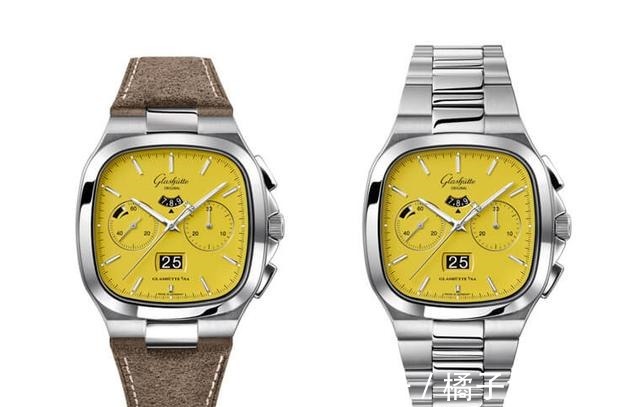 灰棕色$格拉苏蒂原创新出黄、蓝两款漆面大日期计时码表!