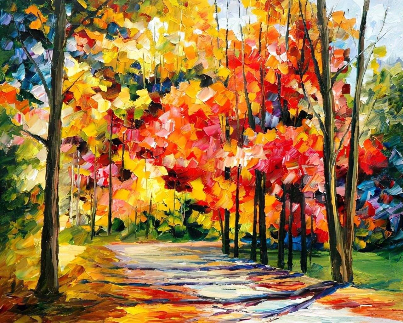 leonidafremov&现代印象以色列画家leonid afremov调色刀创作的缤纷炫丽油画