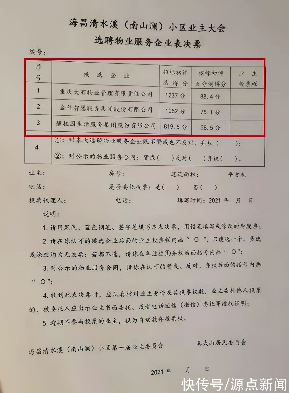 业委会|重庆一别墅小区给3家竞聘物管打分,两知名上市公司排名靠后,业委会被指多处违规,街道办已介入调查