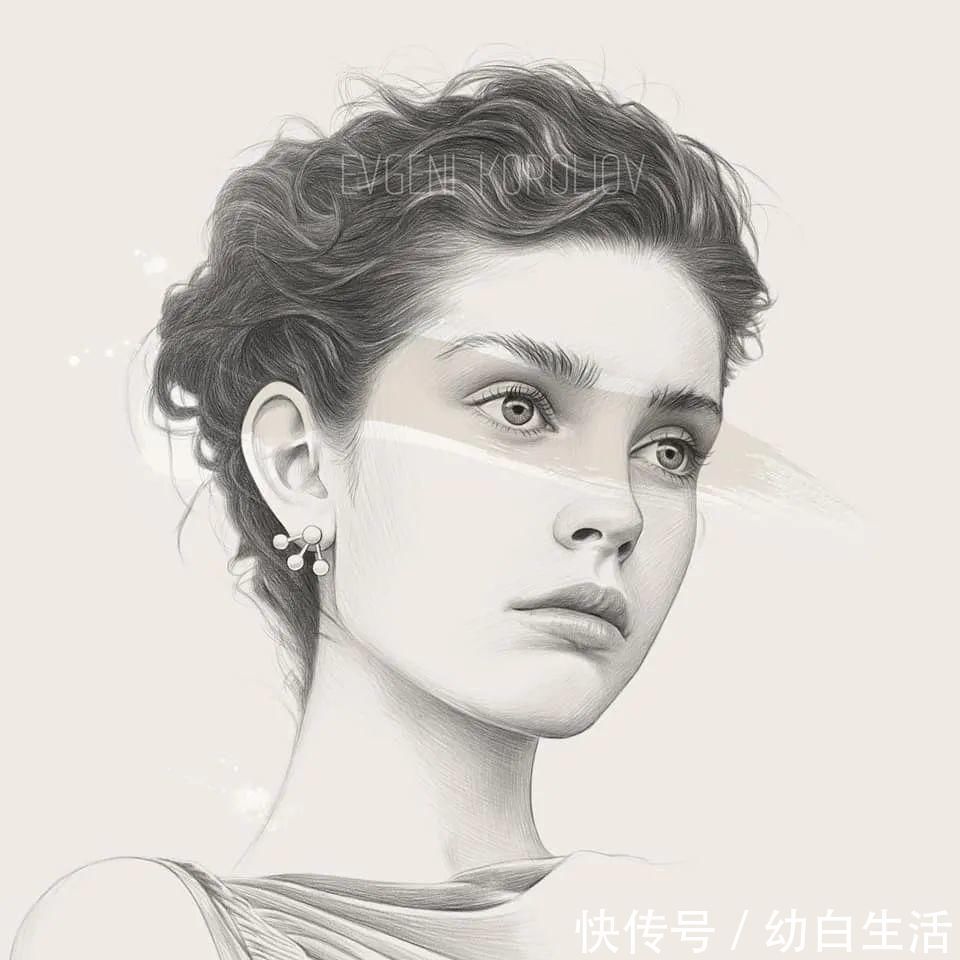 手绘$总被怼素描画得像头盔，瞧她用自动铅笔画，笔笔都是功力，厉害了！