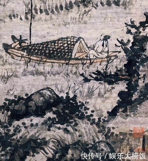 创作!重情重理,新鲜感十足,石涛绘《泛舟图》