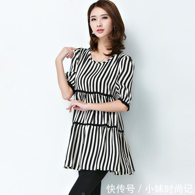 肉肉|时尚显瘦的短袖上衫,胖妹妹的臭美搭档