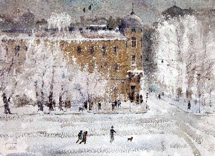 水彩画#美轮美奂!俄罗斯艺术家特梅雷夫的水彩都市景观画