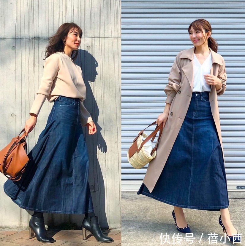 牛仔|真正有高级感的女人，早秋第1件单品首选“半身裙”，chic又洋气