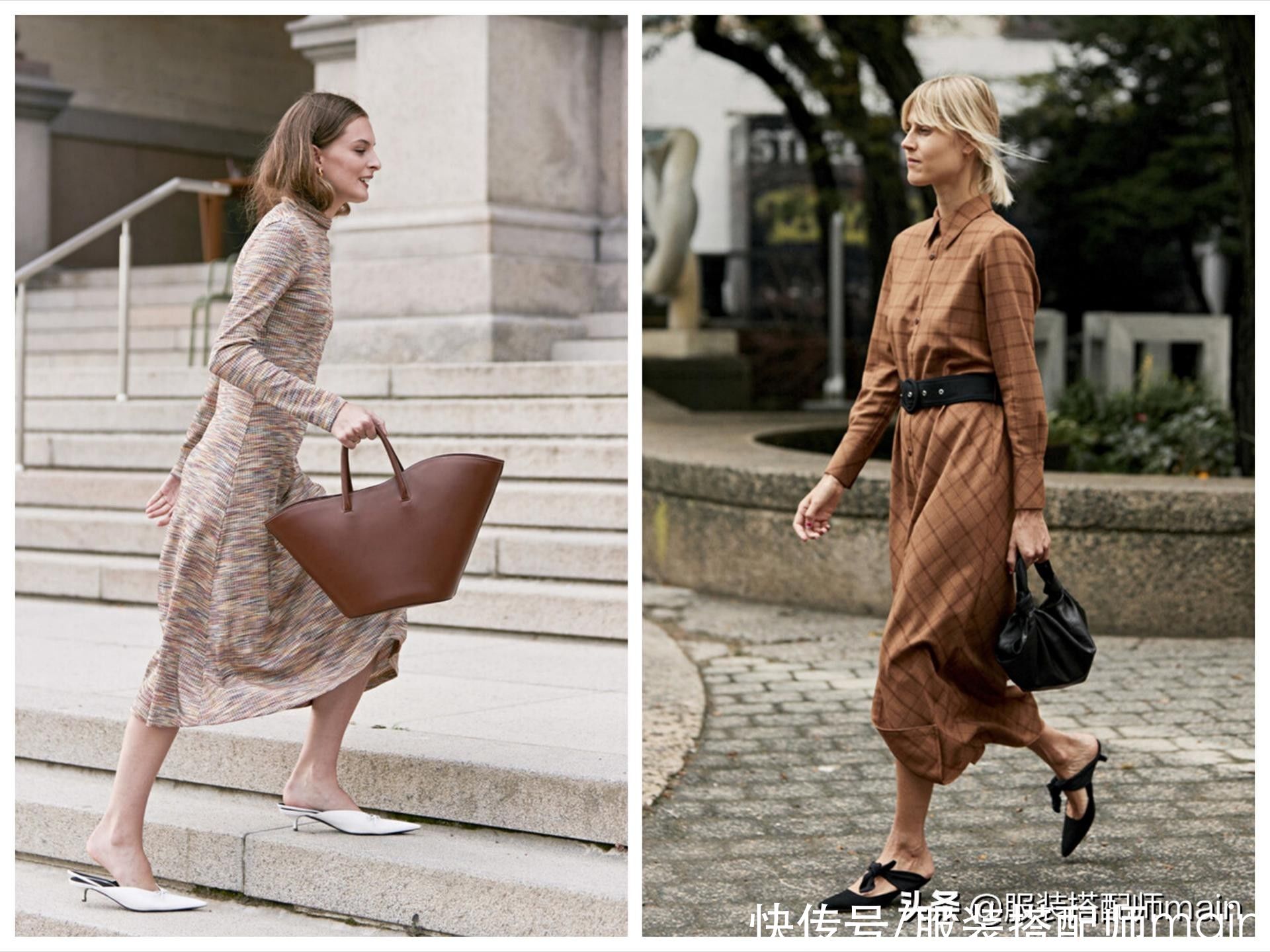 时髦不累脚的猫跟鞋，记住这4个搭配思路，显高又显气质