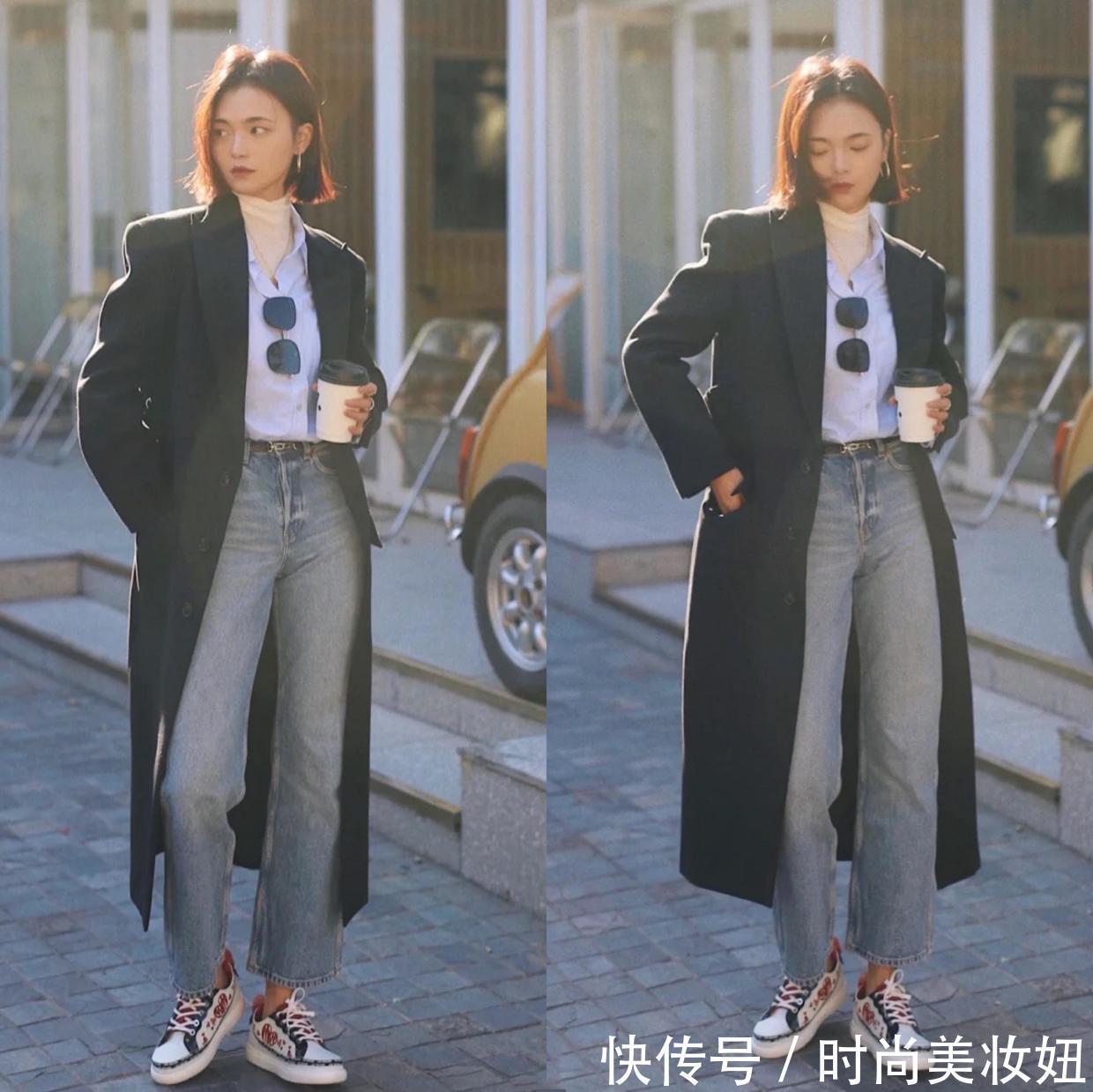 h型|秋冬裤子不用买太多,用一条牛仔裤就够了,打造高级时髦范