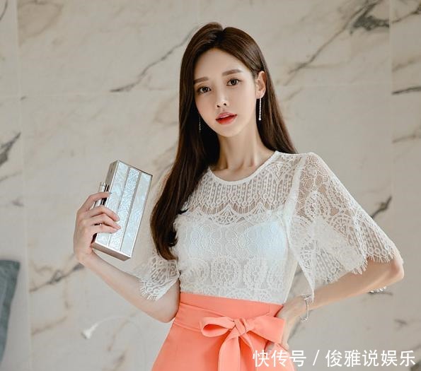  孙允珠|孙允珠高清美图漫雪橘红雅彩卷花文艺包臀裙