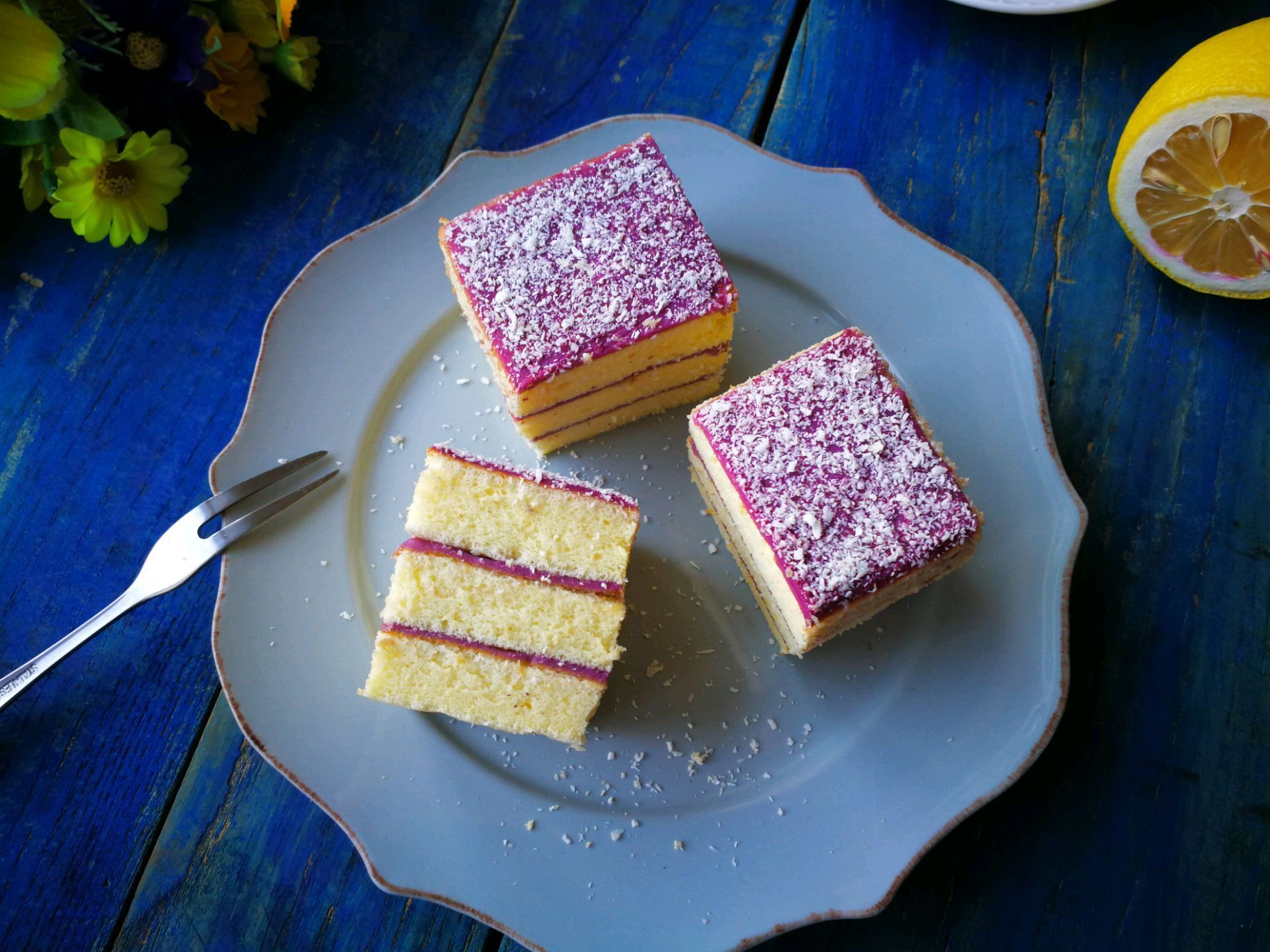 用紫薯和山药做的高颜值蛋糕,健康无添加,做法也简单