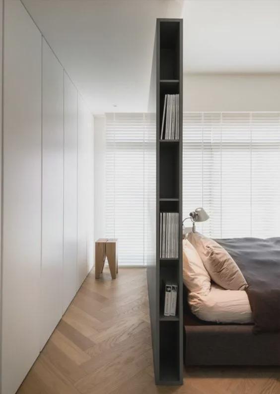 衣帽间|直到完工,才知道媳妇多有眼光,床头做书房,中间隔断半墙半玻璃