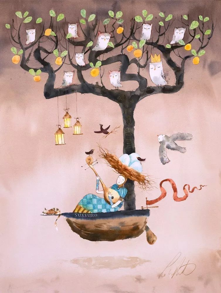 治愈插画$治愈插画:童年,像一个流丽繁复的梦