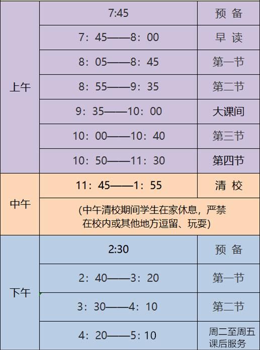 冬季|颍上慎城二小冬季作息时间表