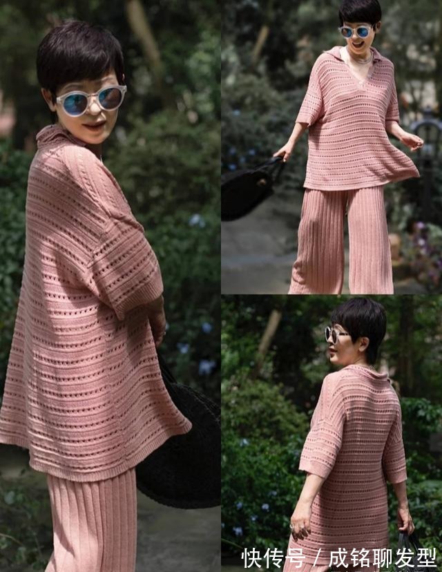 玫瑰粉|60岁女人的“穿搭模板”，洋气减龄又显气质，简约大气又有女人味