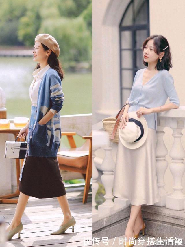 碎花裙|秋天不一定要穿黑白灰,试试“毛衣+半裙”,轻松穿出时髦感