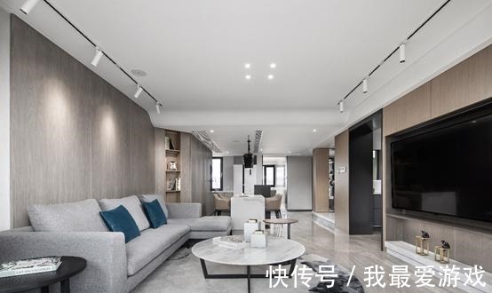 原木质感|230㎡复式轻奢,原木质感背景墙的温馨、时尚与简约!