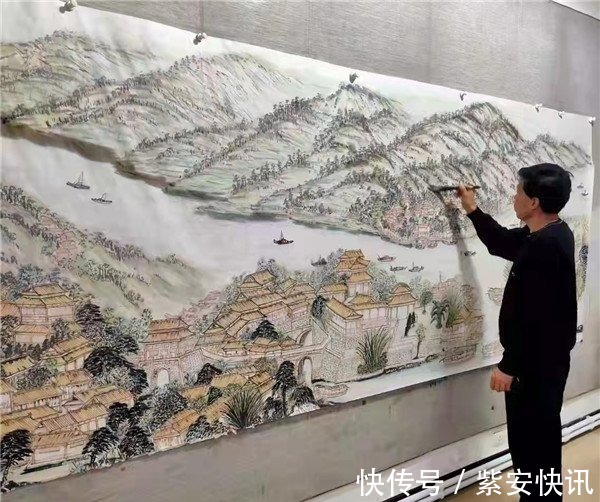 灞桥&画家闫军平绘制“关中八景”巨幅山水画喜迎十四运