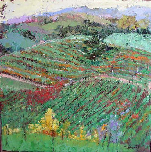 塔尔萨大学&窗外的景色 浓郁的色彩，戴安娜·恩斯沃思的风景油画