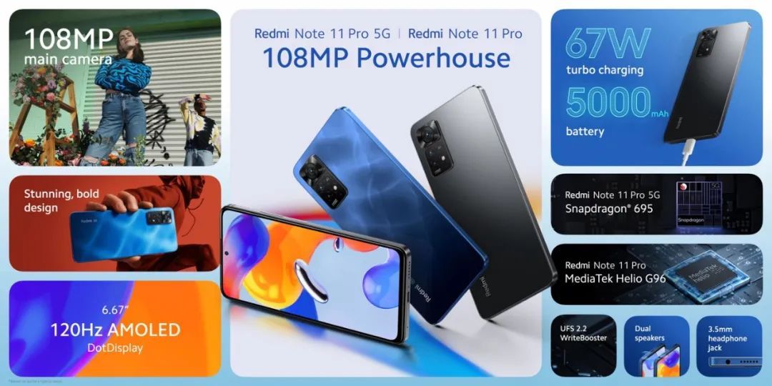 电池|Redmi Note 11系列海外版发布：内置5000mAh电池，支持33/67W闪充