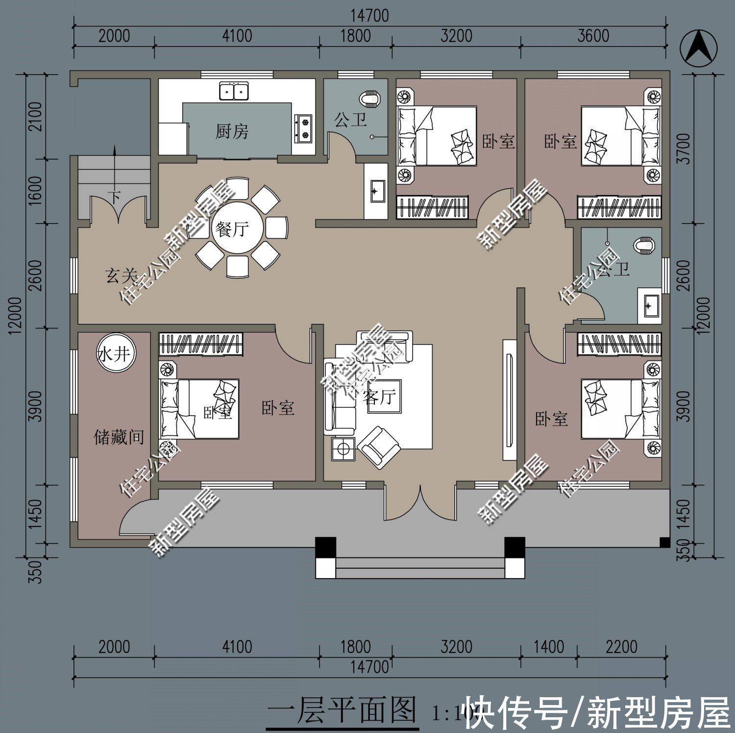 占地面积|10套一层农村别墅图纸，第6套建的人最多，最后一套颜值最高