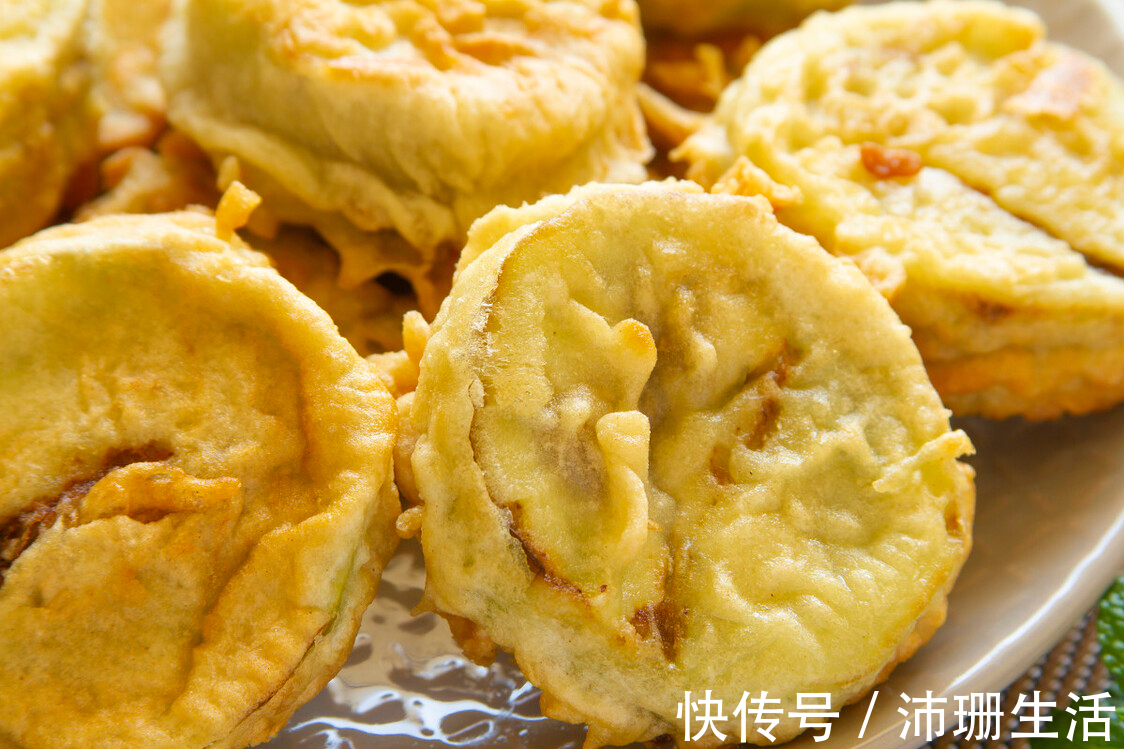 水调|炸茄盒，面糊不能用水调，教你正确做法，金黄酥脆，不回软不塌陷