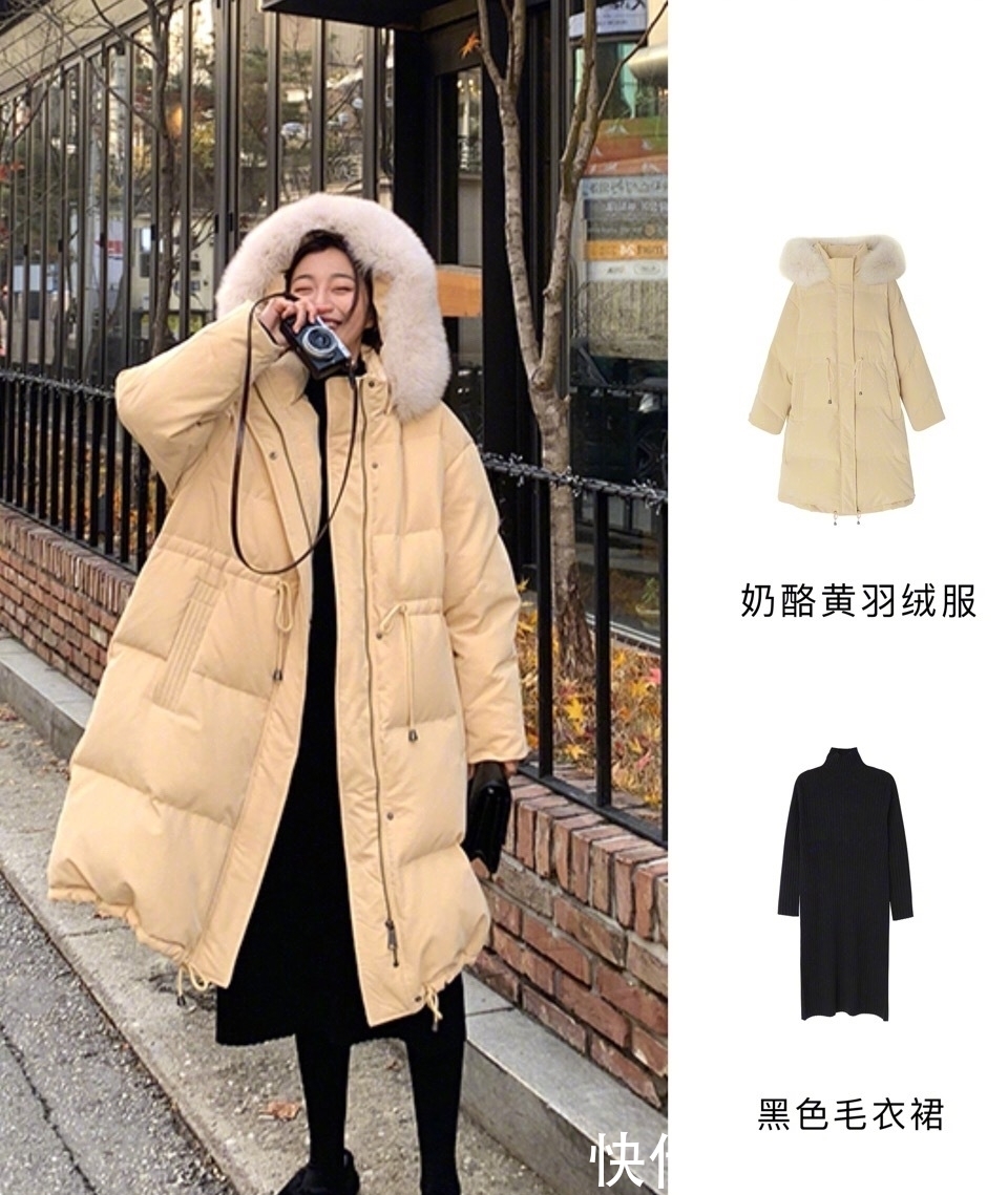 中国红羽绒服配半身裙很时髦,穿出小女人