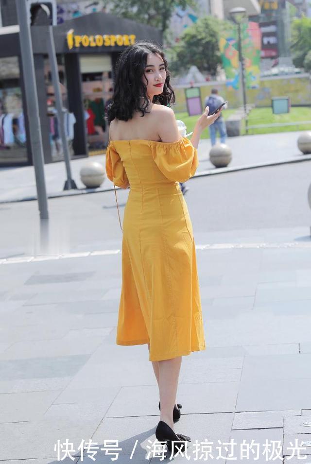 气质|微卷发连衣裙美女,穿出欧美风“贵妇”气质