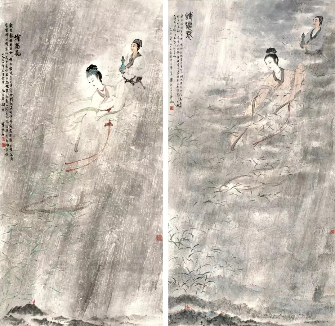兰亭修禊图|傅抱石如何用笔下的“勾魂三绝”画活历史仕女画的?