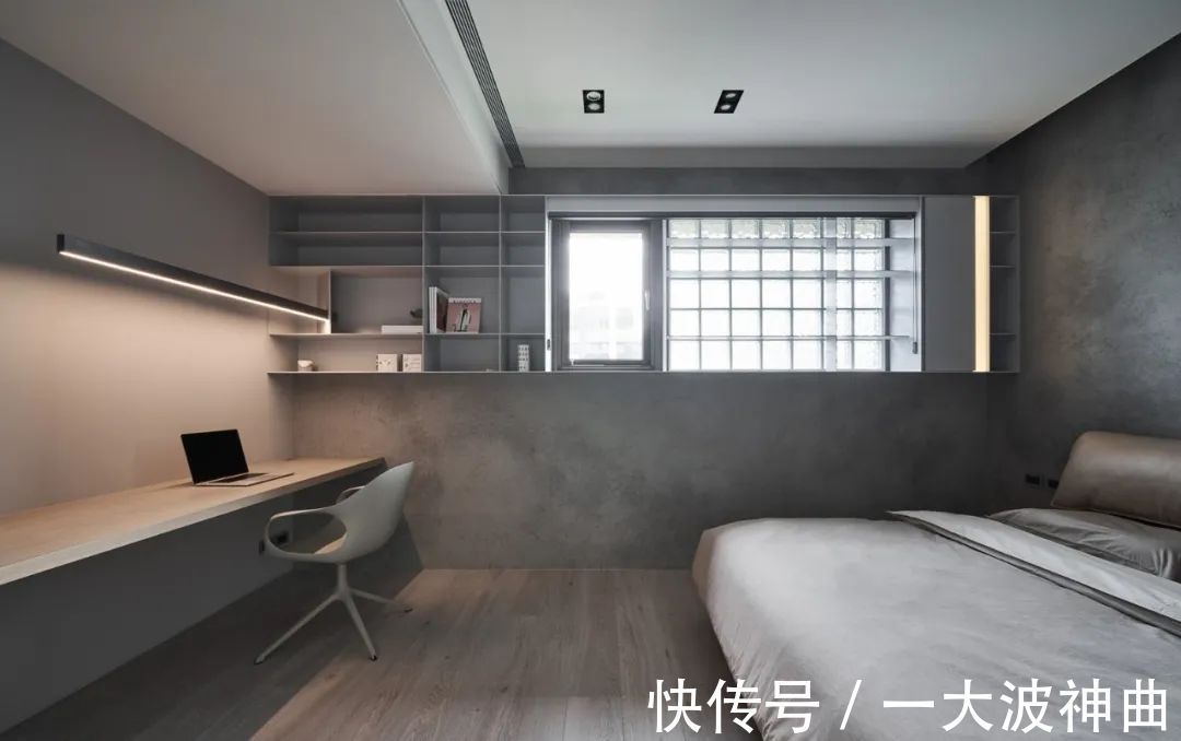 卧室|100㎡简约工业风,低调安静的水泥灰,装出别样高级的美