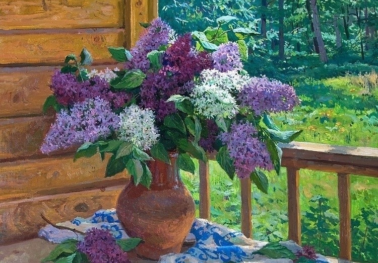 鉴赏#这组丁香花画的很漂亮，俄罗斯艺术家油画静物花卉作品鉴赏