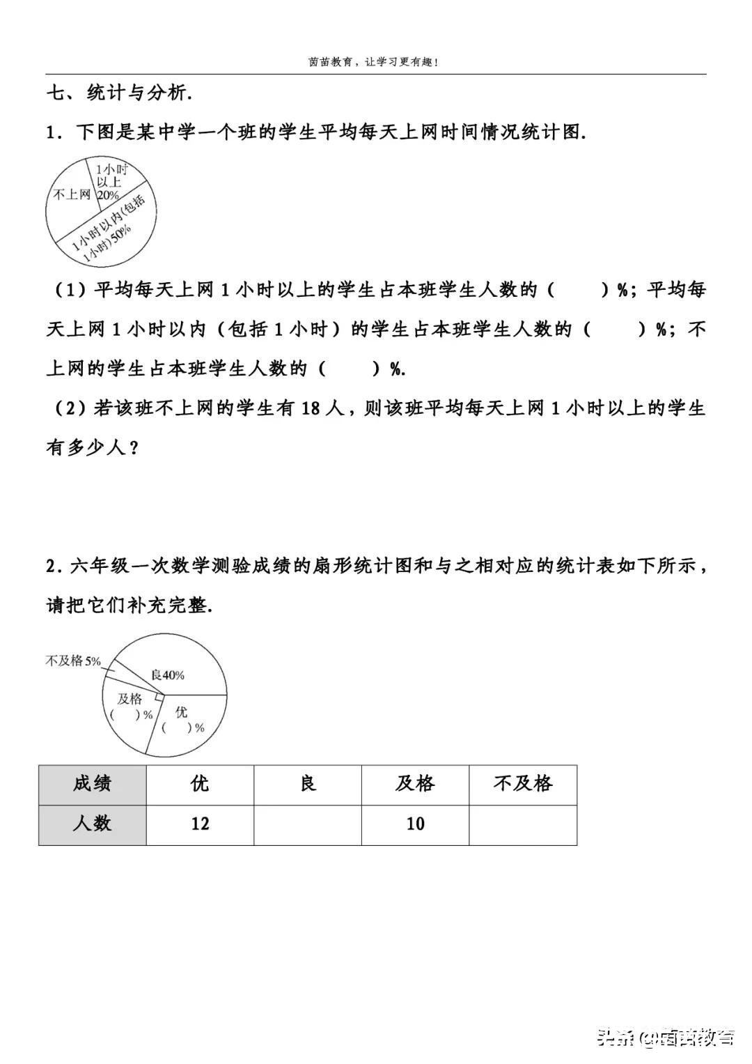 该班|六年级上册数学第七单元测试卷，可打印