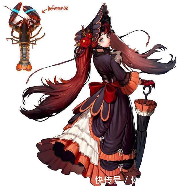 螃蟹|海里的动物都很可怕画师将它们拟人化,成功变身美少女!
