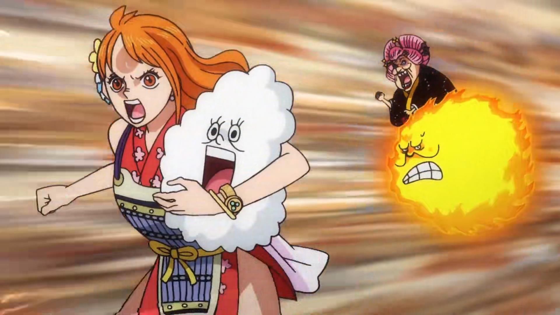 海贼王|海贼王998集:娜美“小贼猫”属性触发,弗兰奇在大妈脸上骑车