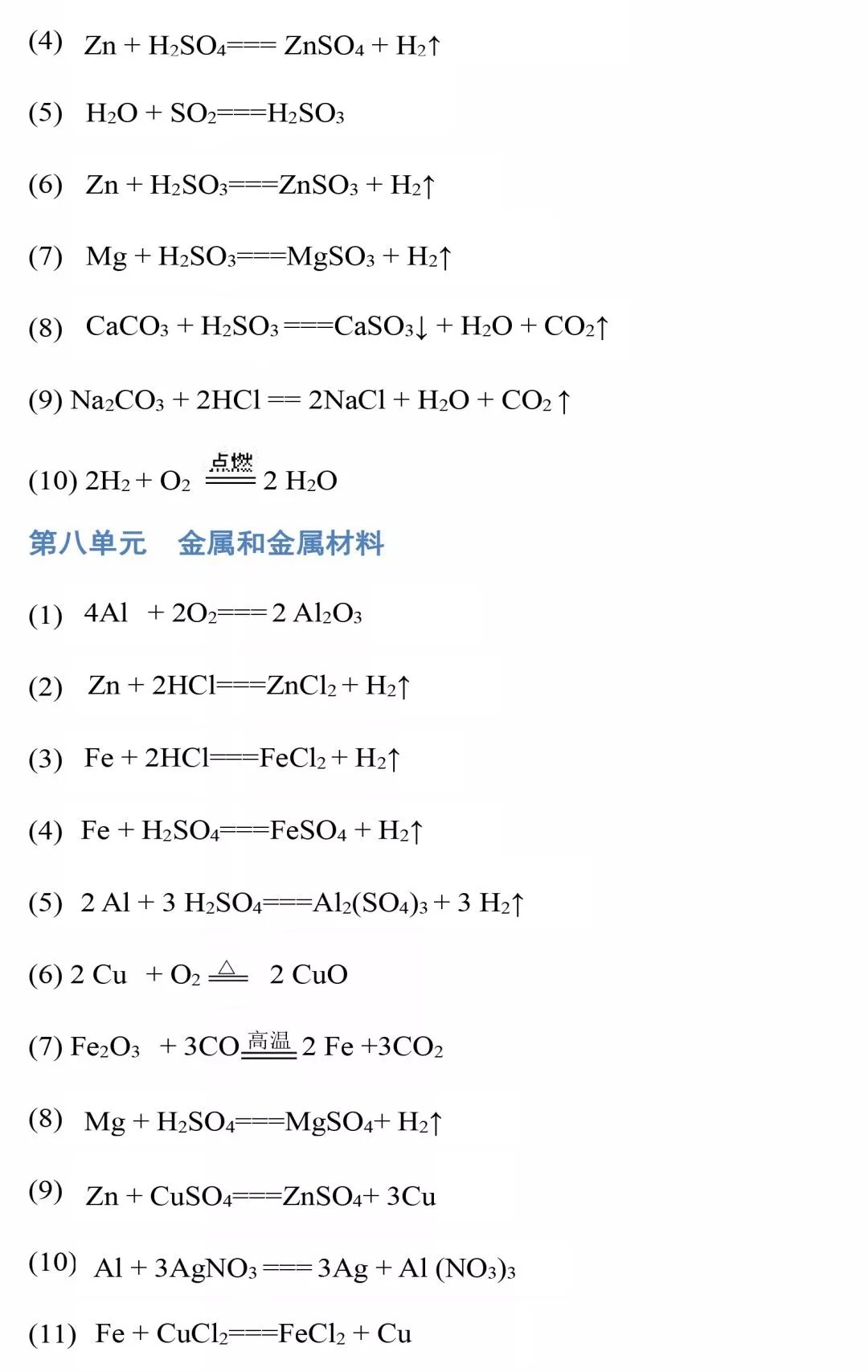 中考化学：初中化学方程式大全！