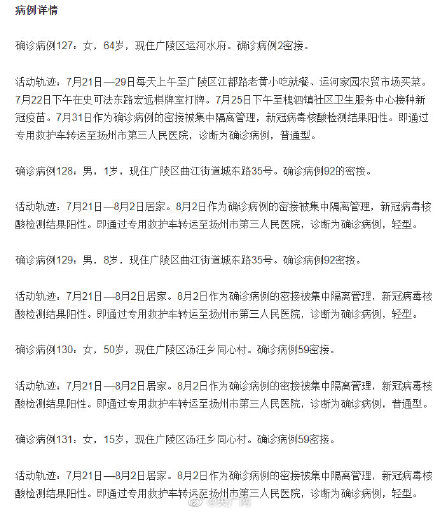 详情|江苏扬州36例确诊病例行程轨迹详情公布