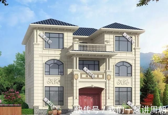 别墅|两栋宽138米的农村别墅，内带堂屋，第一栋外观对称设计