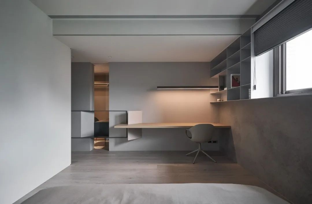 床尾处|100㎡简约工业风,低调安静的水泥灰,装出别样高级的美