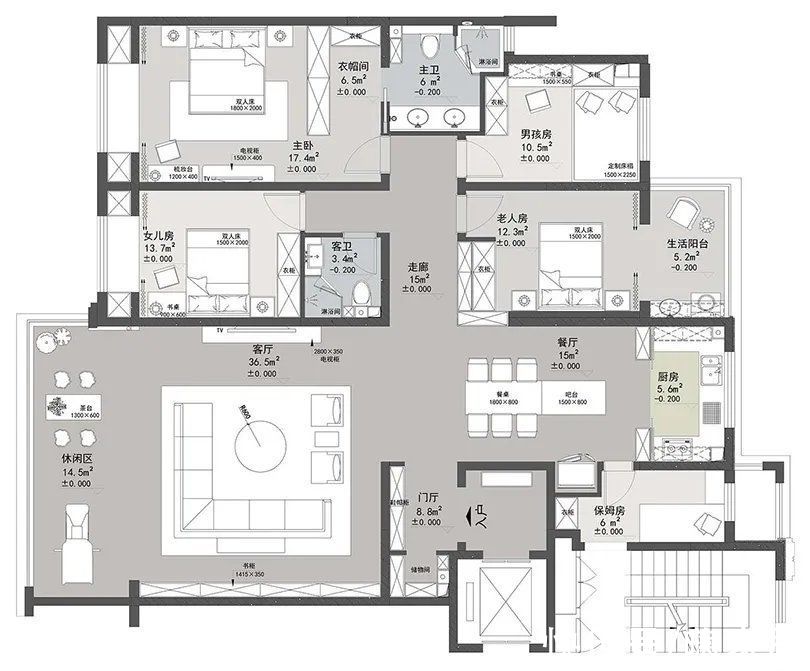 灰咖色|郑州230㎡四室，不盲从的极简品味，简单而有调性
