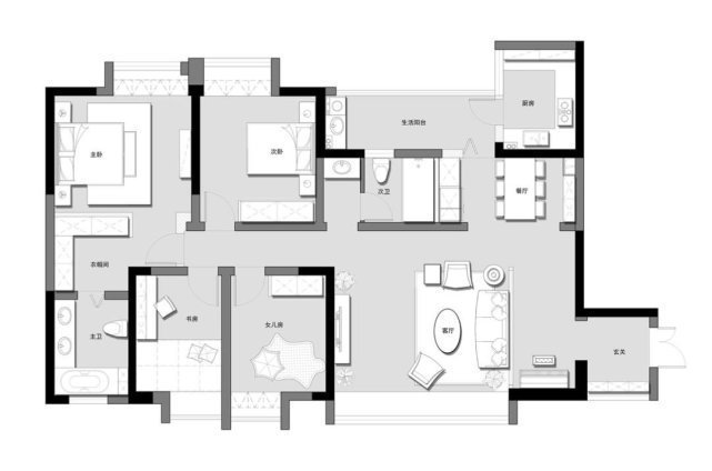 屏风|159平美式风四居室,沙发墙的居然是灰蓝色木质屏风