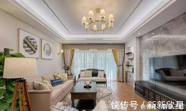 电视墙|小夫妻爆改130㎡婚房，头一次L型的大衣柜，真的很大气