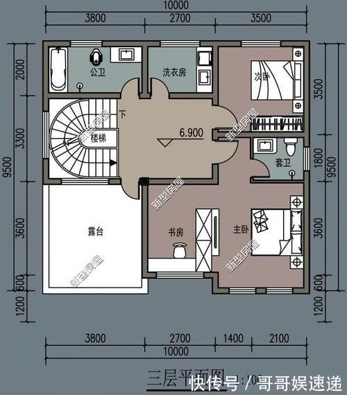 建筑面积|宽9米深10米怎么盖房？一楼2房一厅一卫怎么设计？