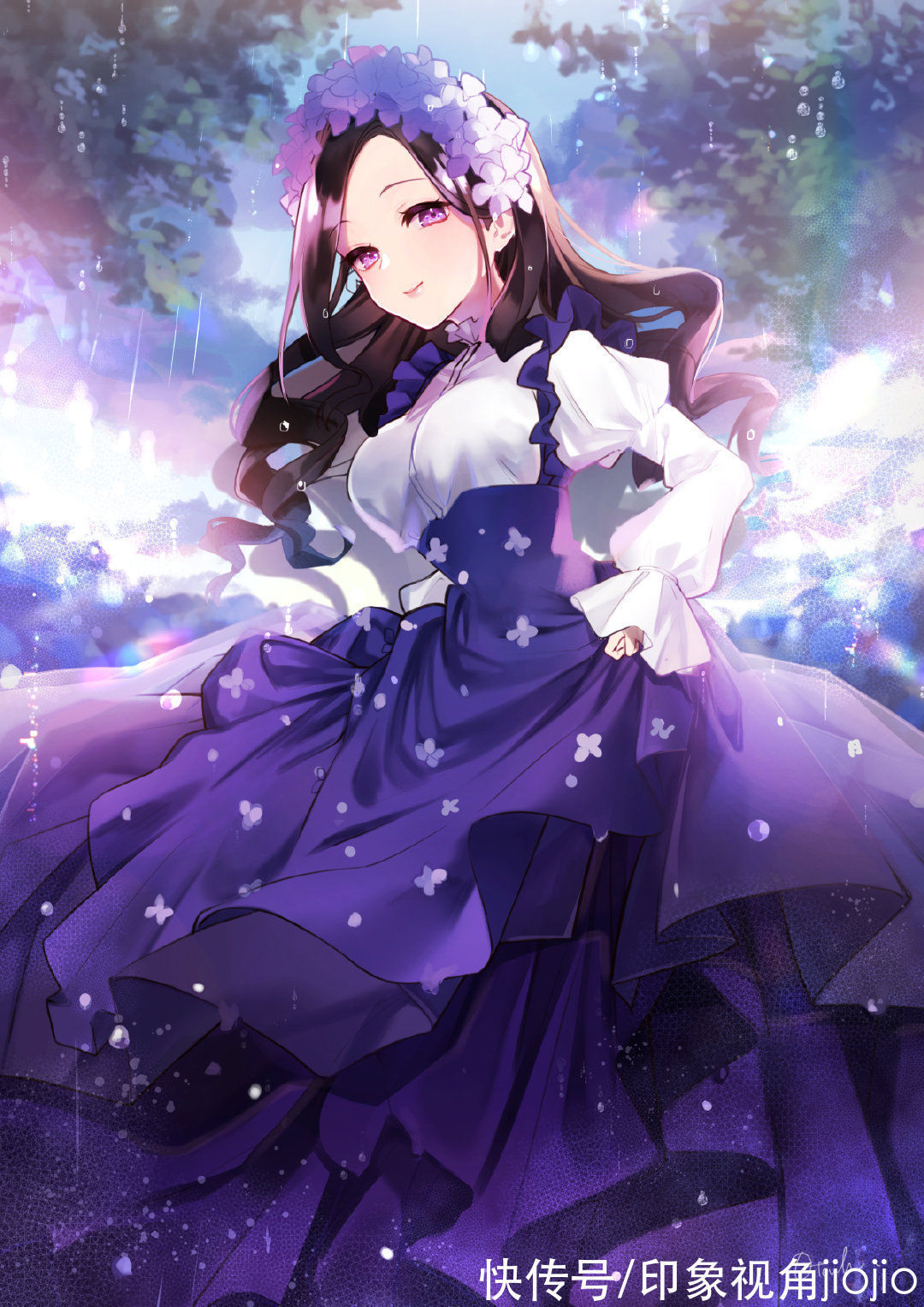 插画作品$甜美风十足的漂亮少女插画,配色梦幻华丽